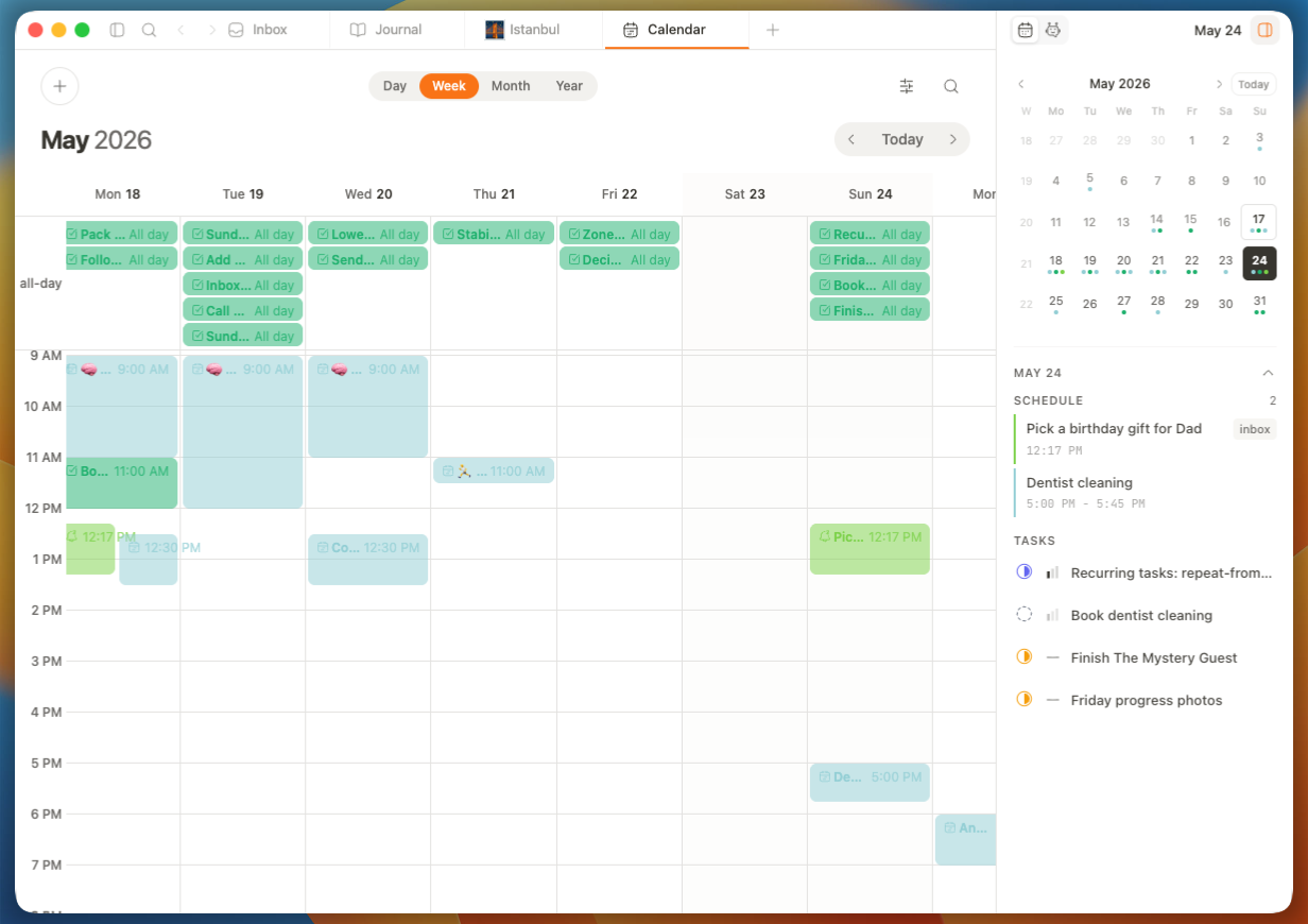 Calendar feature screenshot