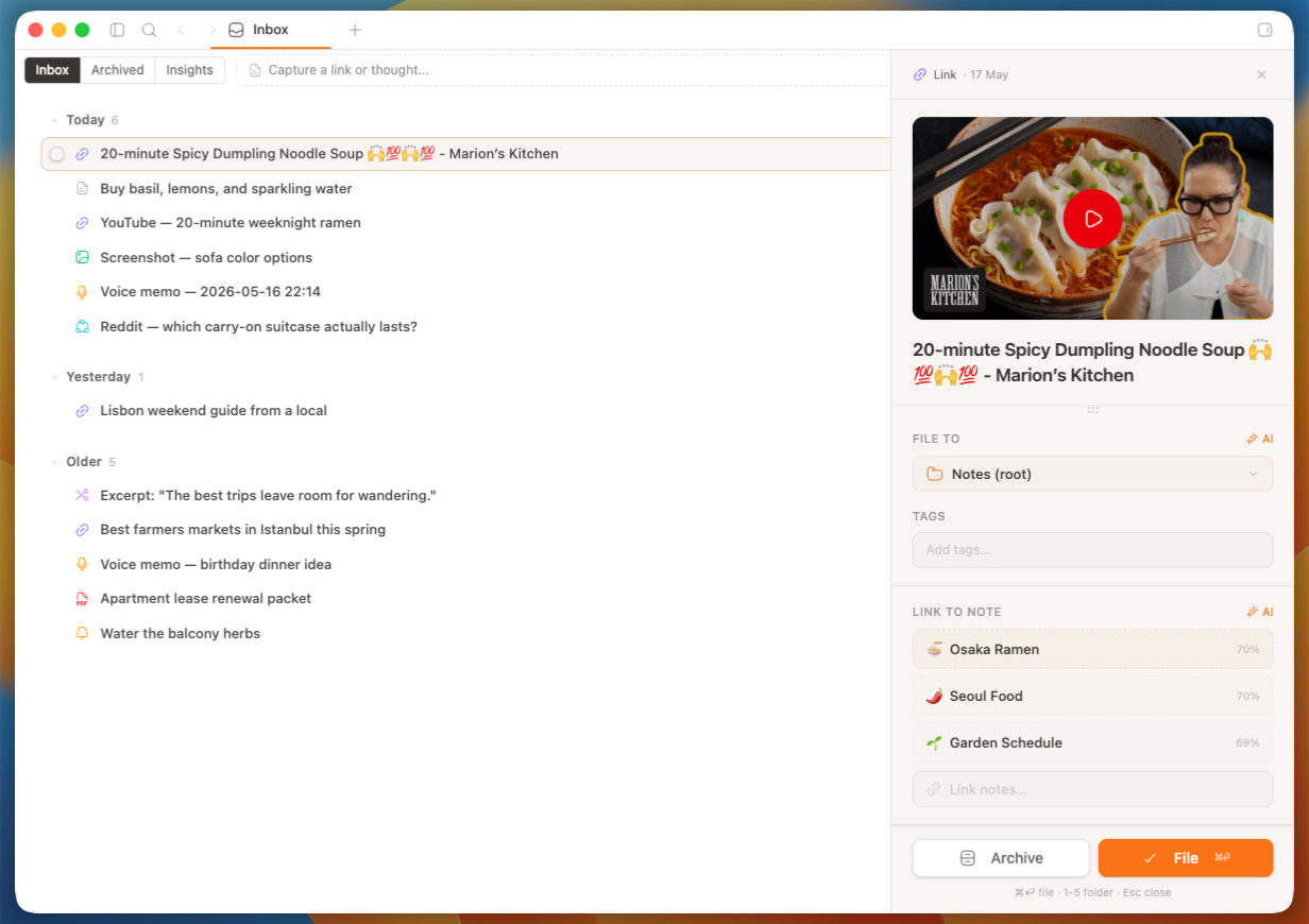 Inbox feature screenshot